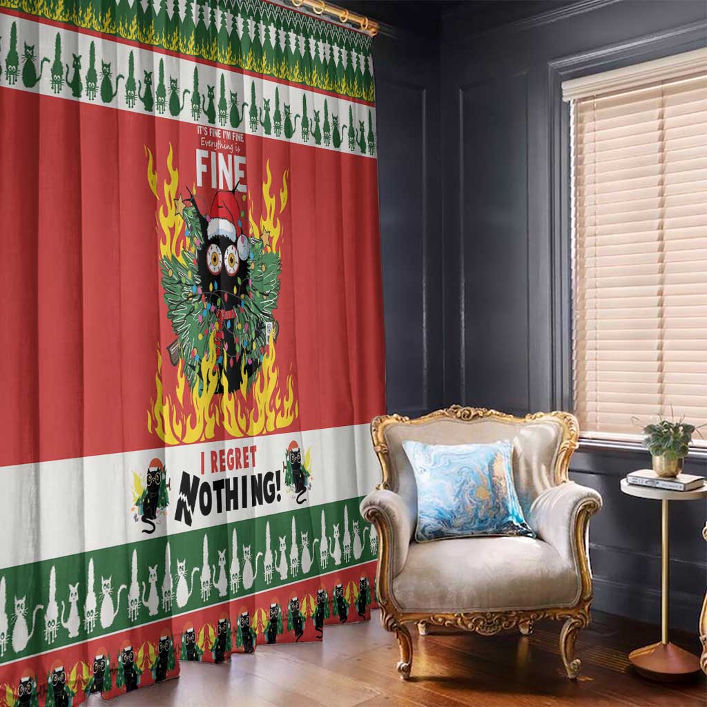 Merry Cat-Mas Window Curtain Christmas It's Fine I'm Fine Everything is Fine - Wonder Print Shop