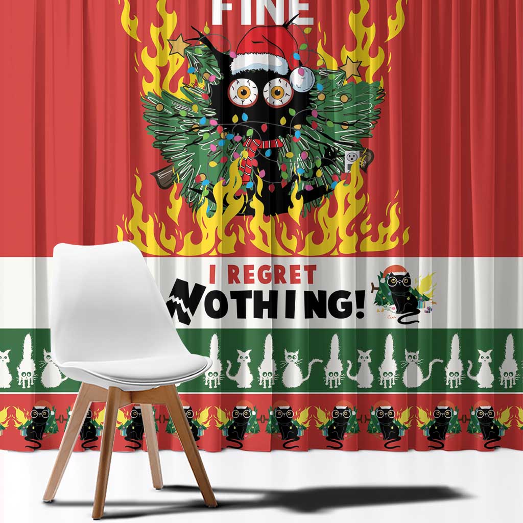 Merry Cat-Mas Window Curtain Christmas It's Fine I'm Fine Everything is Fine - Wonder Print Shop