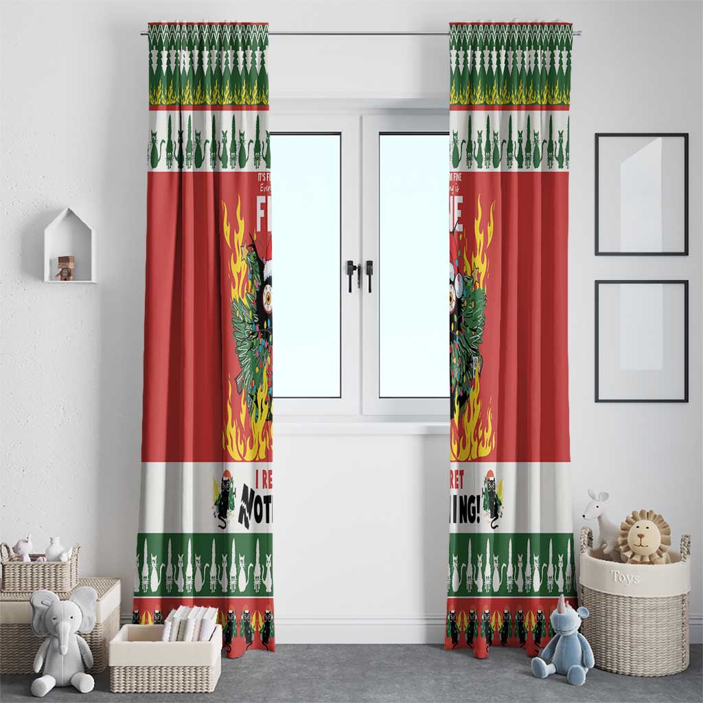 Merry Cat-Mas Window Curtain Christmas It's Fine I'm Fine Everything is Fine - Wonder Print Shop