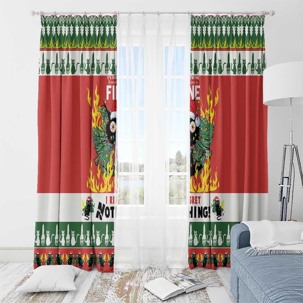 Merry Cat-Mas Window Curtain Christmas It's Fine I'm Fine Everything is Fine - Wonder Print Shop
