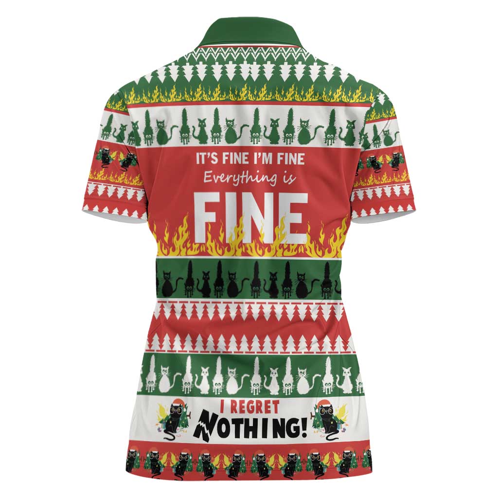 Merry Cat-Mas Women Polo Shirt Christmas It's Fine I'm Fine Everything is Fine - Wonder Print Shop