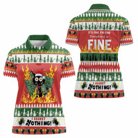 Merry Cat-Mas Women Polo Shirt Christmas It's Fine I'm Fine Everything is Fine - Wonder Print Shop
