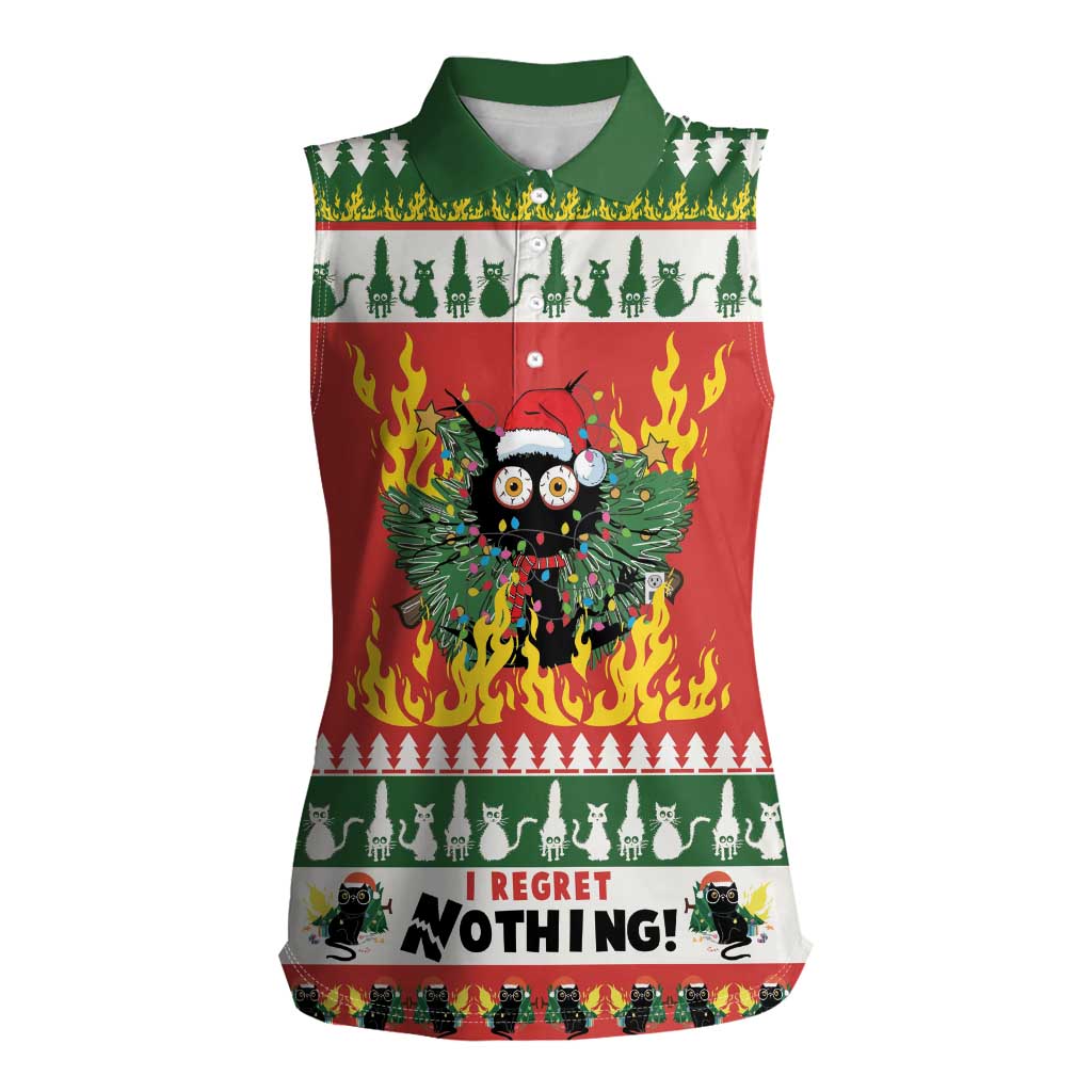 Merry Cat-Mas Women Sleeveless Polo Shirt Christmas It's Fine I'm Fine Everything is Fine - Wonder Print Shop