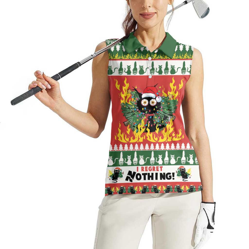 Merry Cat-Mas Women Sleeveless Polo Shirt Christmas It's Fine I'm Fine Everything is Fine - Wonder Print Shop
