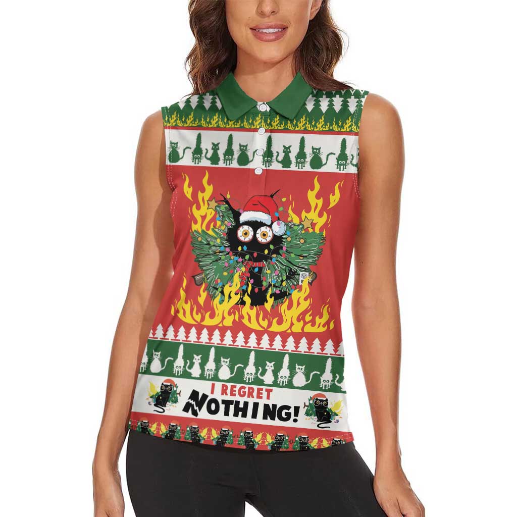 Merry Cat-Mas Women Sleeveless Polo Shirt Christmas It's Fine I'm Fine Everything is Fine - Wonder Print Shop