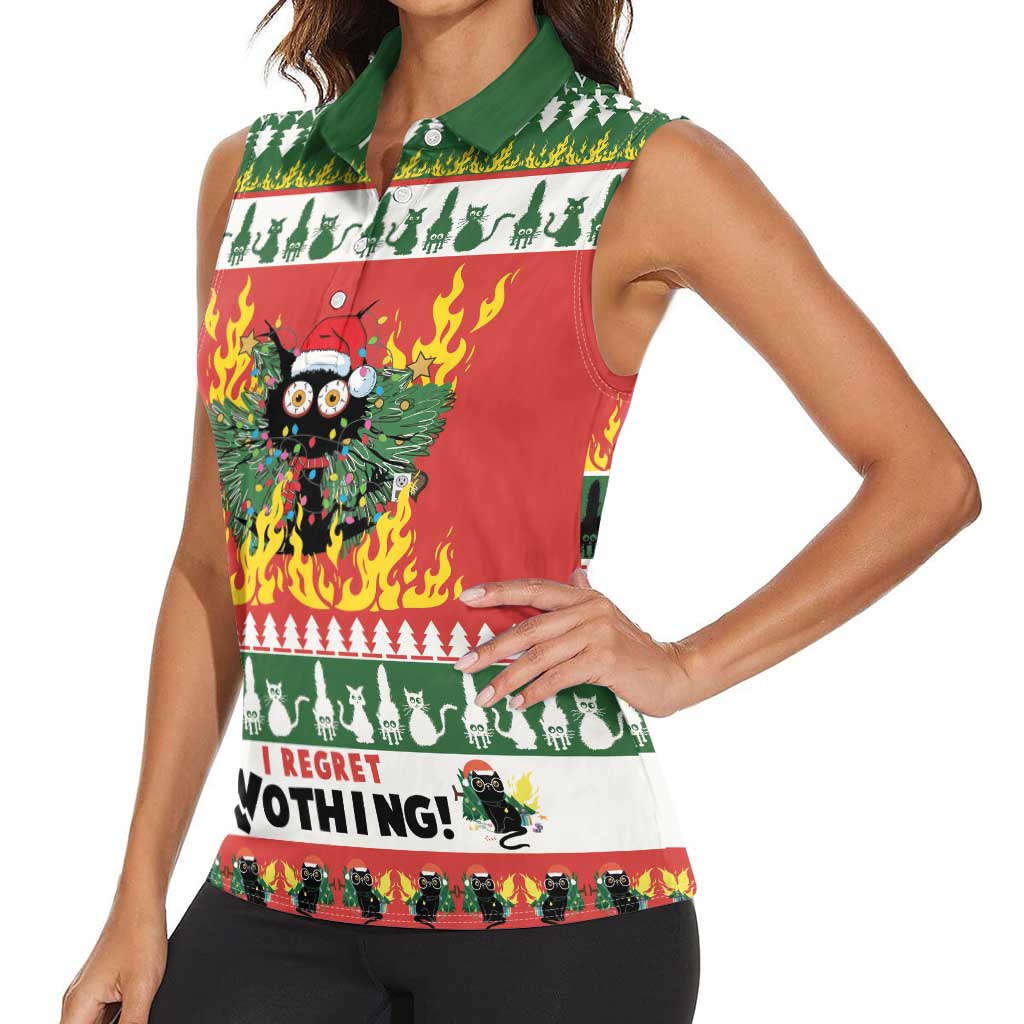 Merry Cat-Mas Women Sleeveless Polo Shirt Christmas It's Fine I'm Fine Everything is Fine - Wonder Print Shop