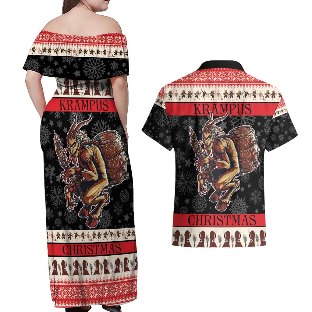 Krampus The Christmas Devil Couples Matching Off Shoulder Maxi Dress and Hawaiian Shirt LT9 - Wonder Print Shop