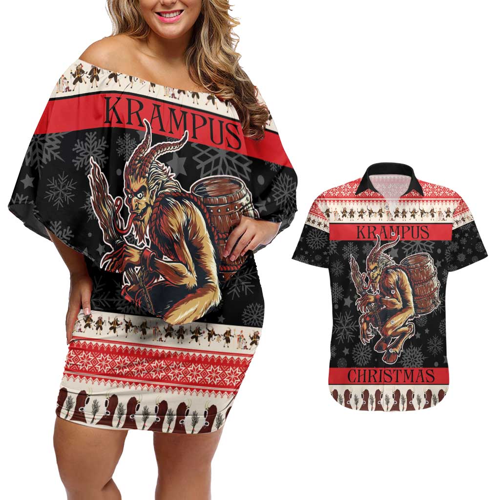 Krampus The Christmas Devil Couples Matching Off Shoulder Short Dress and Hawaiian Shirt LT9 - Wonder Print Shop
