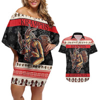 Krampus The Christmas Devil Couples Matching Off Shoulder Short Dress and Hawaiian Shirt LT9 - Wonder Print Shop