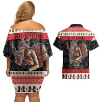 Krampus The Christmas Devil Couples Matching Off Shoulder Short Dress and Hawaiian Shirt LT9 - Wonder Print Shop
