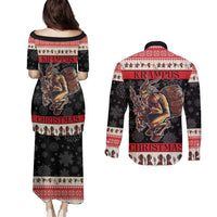 Krampus The Christmas Devil Couples Matching Puletasi and Long Sleeve Button Shirt LT9 - Wonder Print Shop