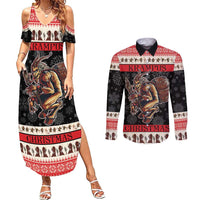 Krampus The Christmas Devil Couples Matching Summer Maxi Dress and Long Sleeve Button Shirt LT9 - Wonder Print Shop