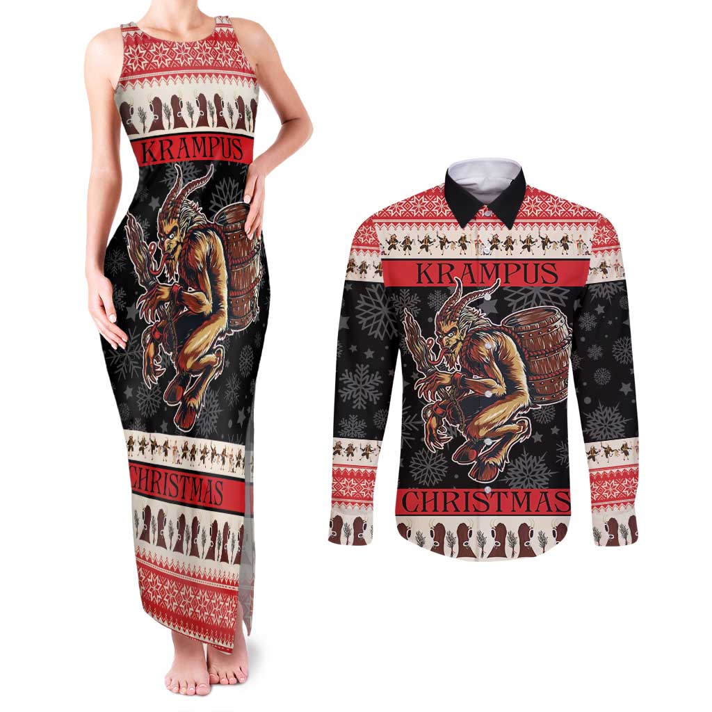 Krampus The Christmas Devil Couples Matching Tank Maxi Dress and Long Sleeve Button Shirt LT9 - Wonder Print Shop