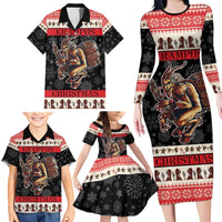 Krampus The Christmas Devil Family Matching Long Sleeve Bodycon Dress and Hawaiian Shirt LT9 - Wonder Print Shop