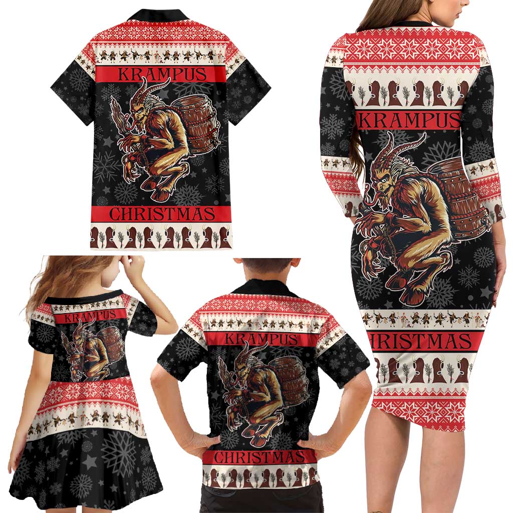 Krampus The Christmas Devil Family Matching Long Sleeve Bodycon Dress and Hawaiian Shirt LT9 - Wonder Print Shop