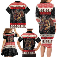 Krampus The Christmas Devil Family Matching Long Sleeve Bodycon Dress and Hawaiian Shirt LT9 - Wonder Print Shop