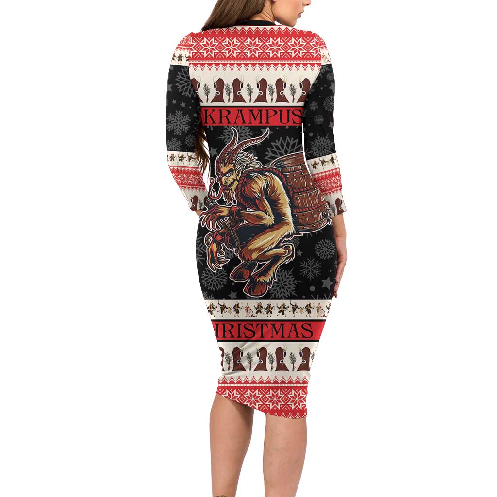 Krampus The Christmas Devil Family Matching Long Sleeve Bodycon Dress and Hawaiian Shirt LT9 - Wonder Print Shop