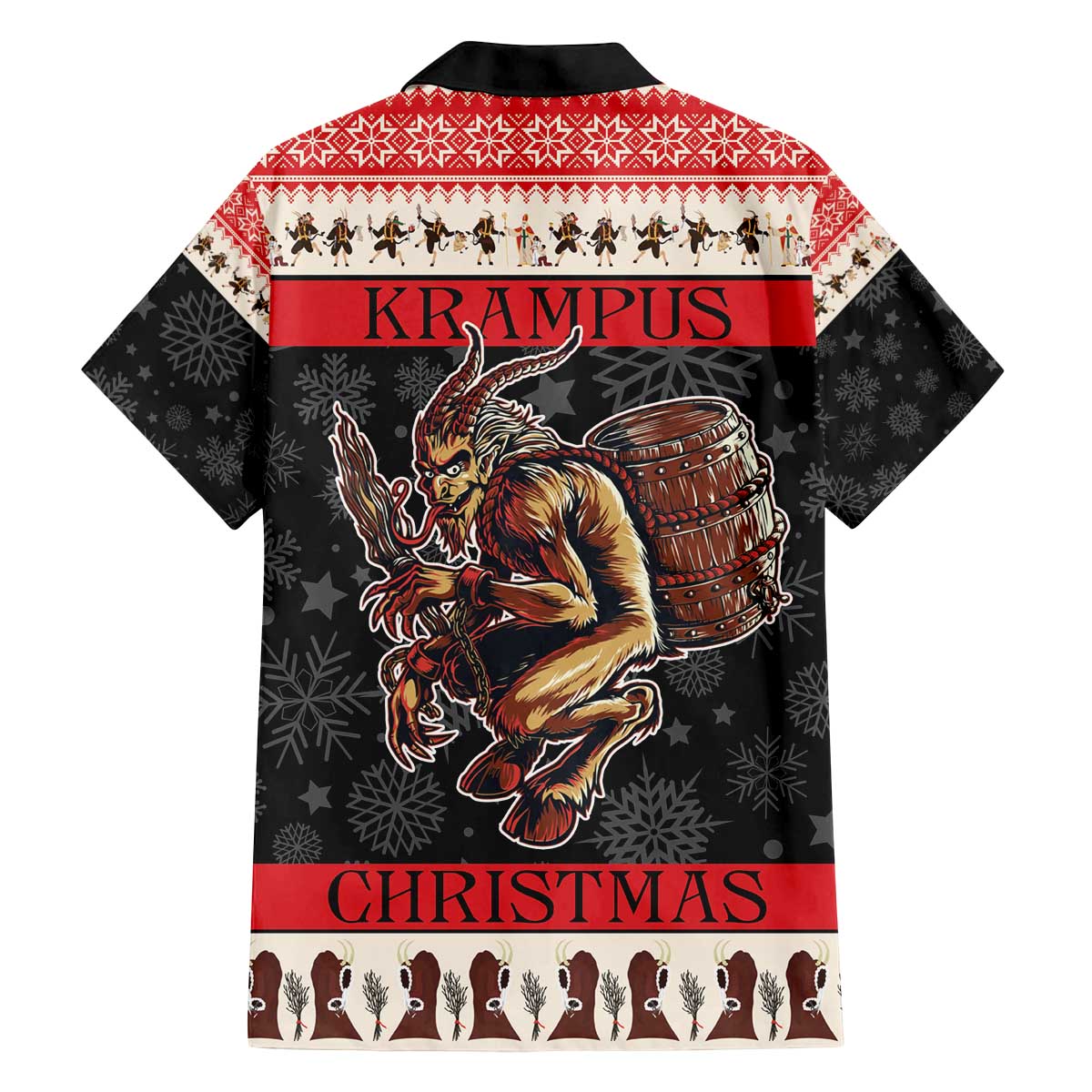 Krampus The Christmas Devil Family Matching Off The Shoulder Long Sleeve Dress and Hawaiian Shirt - Wonder Print Shop