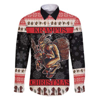 Krampus The Christmas Devil Family Matching Off The Shoulder Long Sleeve Dress and Hawaiian Shirt - Wonder Print Shop