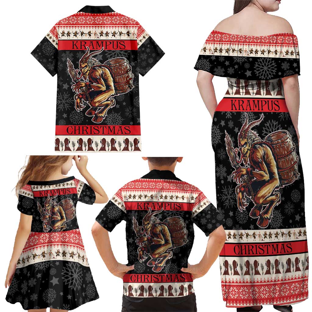 Krampus The Christmas Devil Family Matching Off Shoulder Maxi Dress and Hawaiian Shirt LT9 - Wonder Print Shop