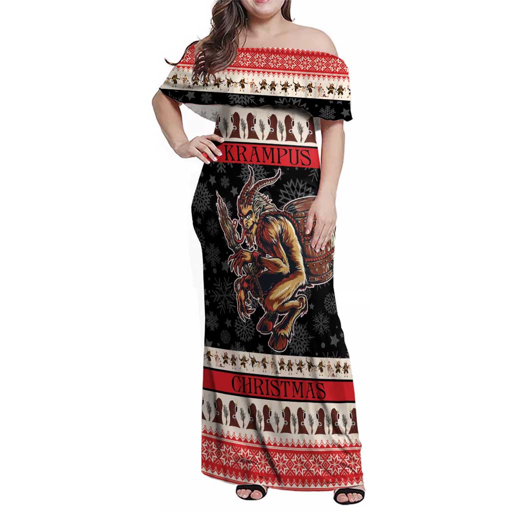 Krampus The Christmas Devil Family Matching Off Shoulder Maxi Dress and Hawaiian Shirt LT9 - Wonder Print Shop
