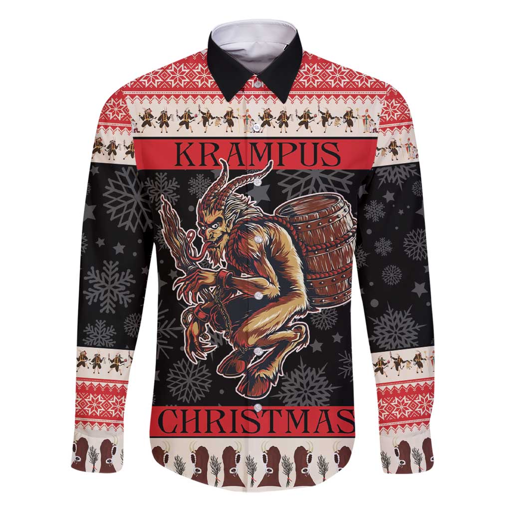 Krampus The Christmas Devil Family Matching Short Sleeve Bodycon Dress and Hawaiian Shirt - Wonder Print Shop