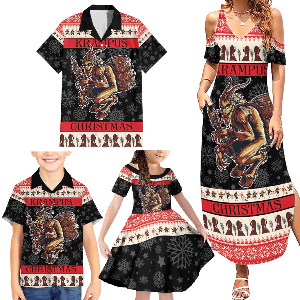 Krampus The Christmas Devil Family Matching Summer Maxi Dress and Hawaiian Shirt - Wonder Print Shop