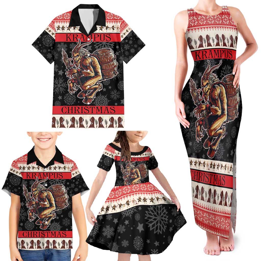 Krampus The Christmas Devil Family Matching Tank Maxi Dress and Hawaiian Shirt - Wonder Print Shop