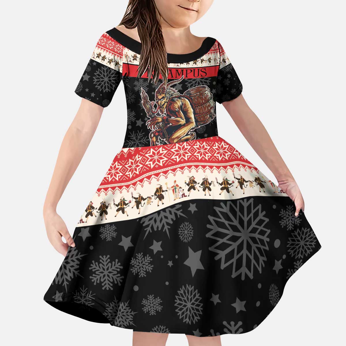 Krampus The Christmas Devil Kid Short Sleeve Dress - Wonder Print Shop