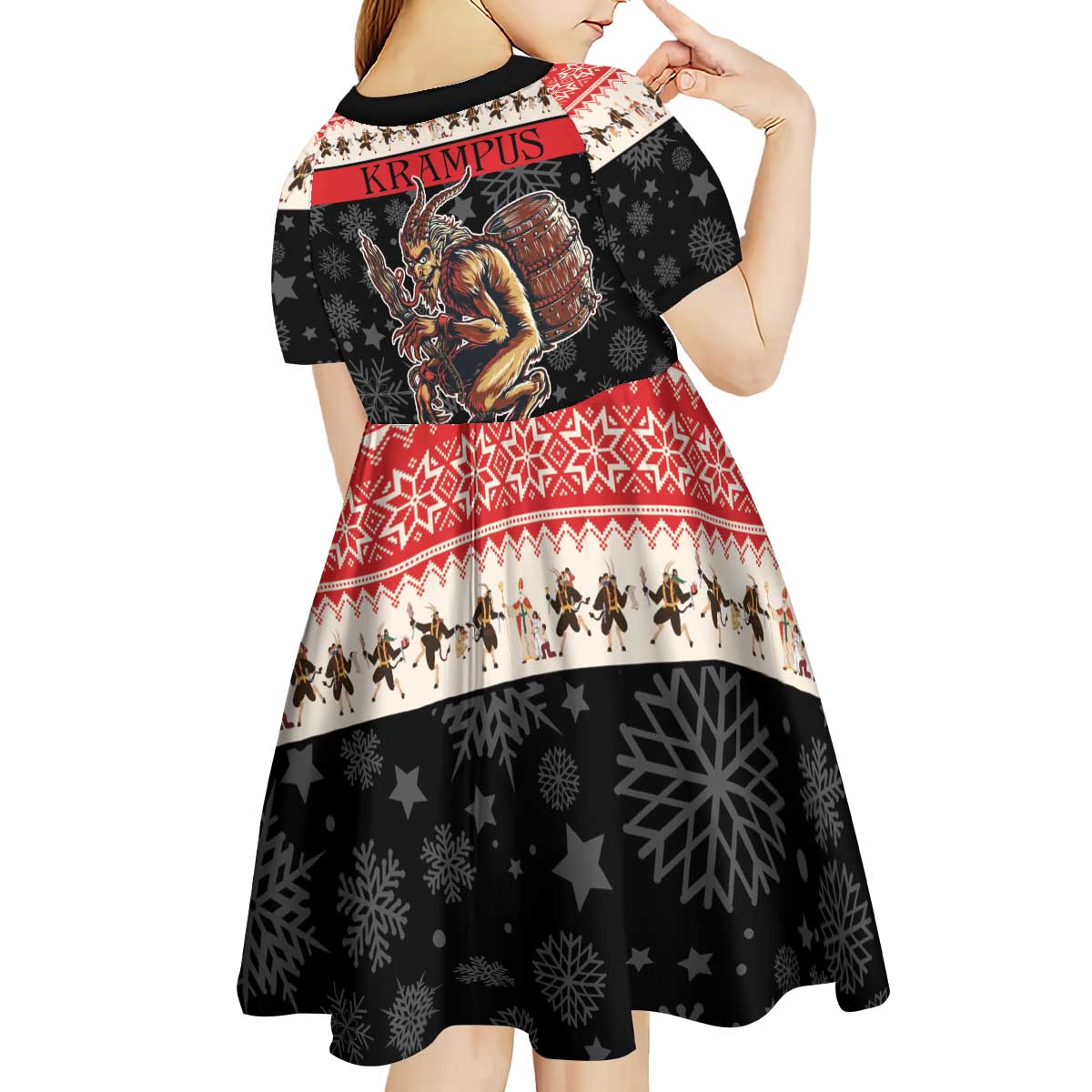 Krampus The Christmas Devil Kid Short Sleeve Dress - Wonder Print Shop