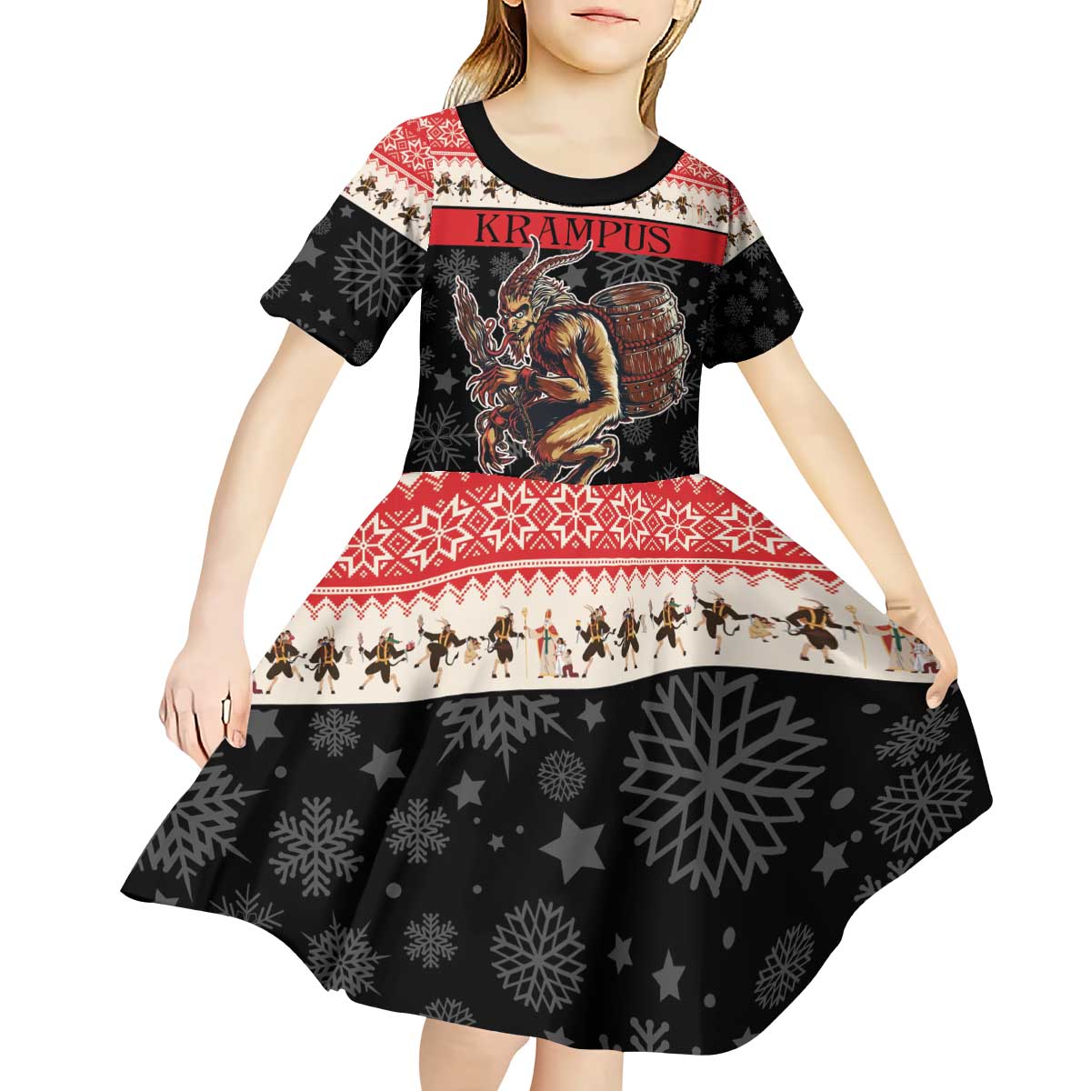 Krampus The Christmas Devil Kid Short Sleeve Dress - Wonder Print Shop