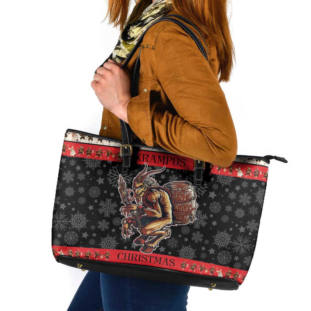 Krampus The Christmas Devil Leather Tote Bag - Wonder Print Shop