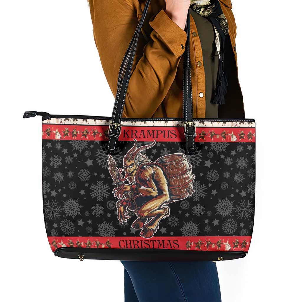 Krampus The Christmas Devil Leather Tote Bag - Wonder Print Shop