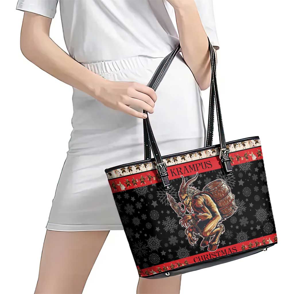 Krampus The Christmas Devil Leather Tote Bag - Wonder Print Shop