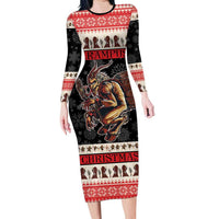 Krampus The Christmas Devil Long Sleeve Bodycon Dress - Wonder Print Shop