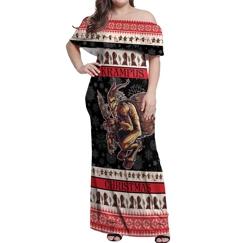 Krampus The Christmas Devil Off Shoulder Maxi Dress - Wonder Print Shop