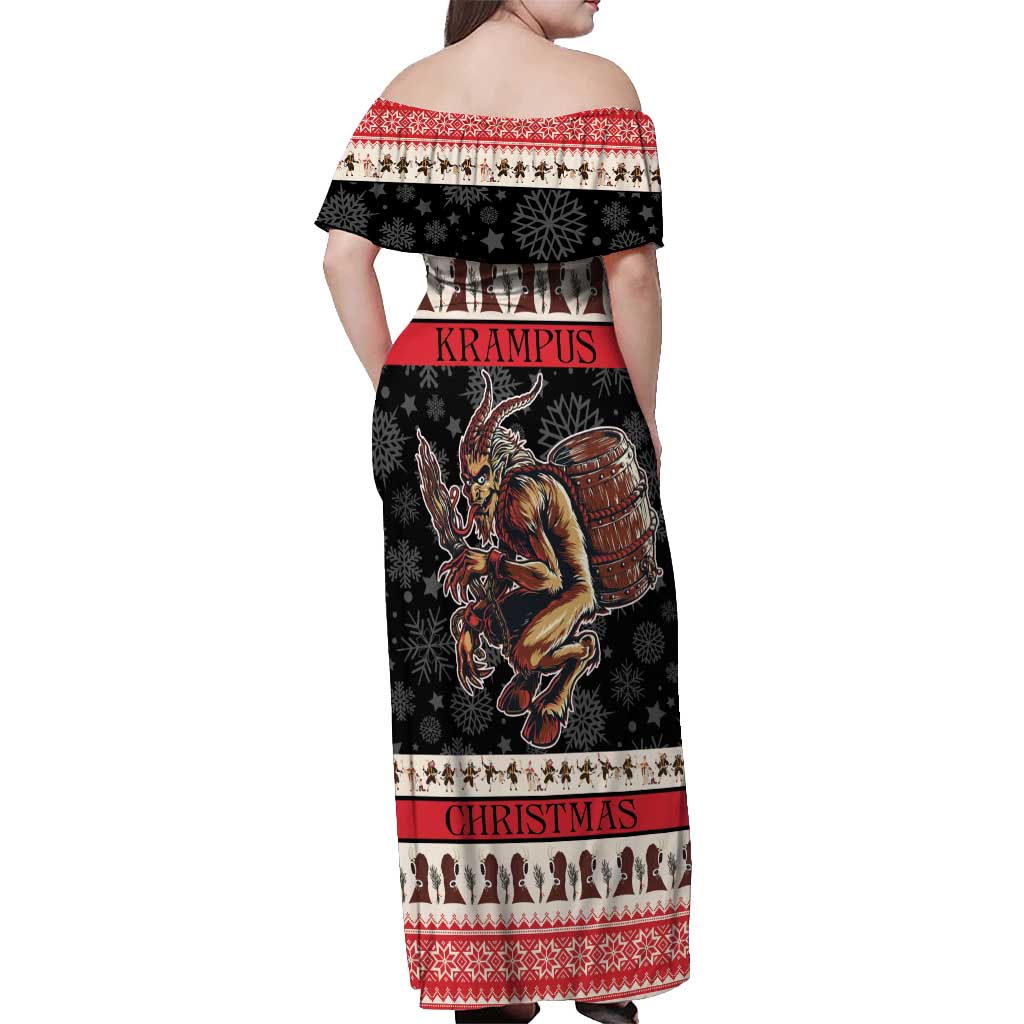 Krampus The Christmas Devil Off Shoulder Maxi Dress - Wonder Print Shop