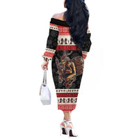 Krampus The Christmas Devil Off The Shoulder Long Sleeve Dress - Wonder Print Shop