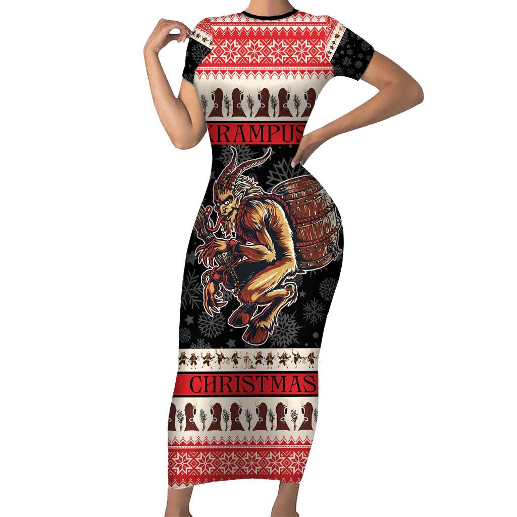 Krampus The Christmas Devil Short Sleeve Bodycon Dress - Wonder Print Shop