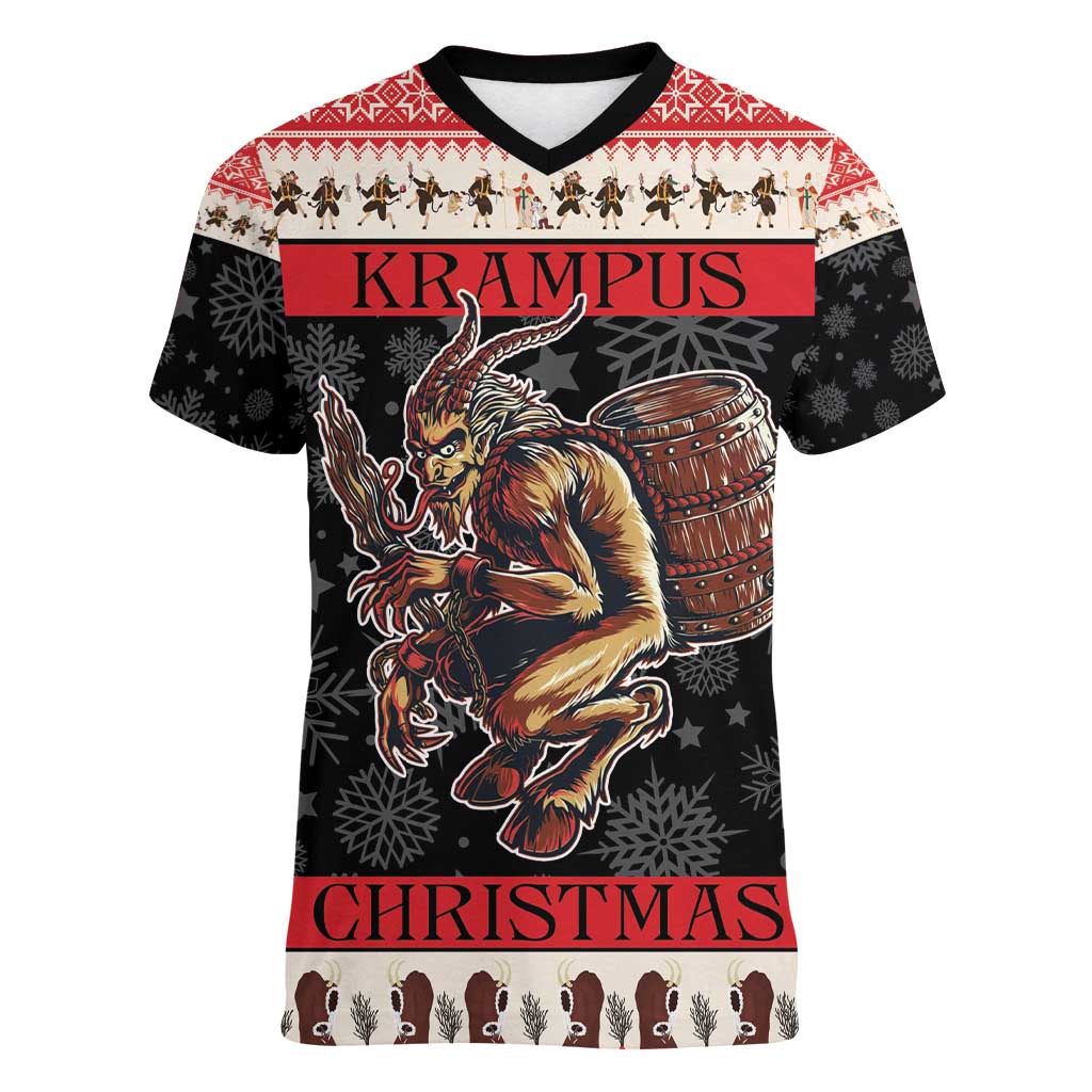 Krampus The Christmas Devil Women V-Neck T-Shirt - Wonder Print Shop