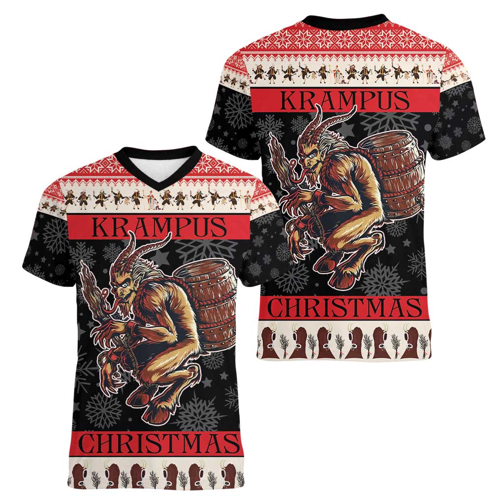 Krampus The Christmas Devil Women V-Neck T-Shirt - Wonder Print Shop