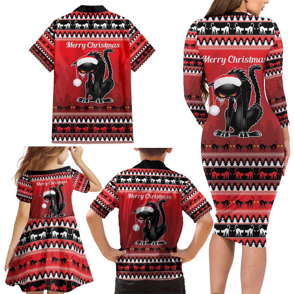 Jolakotturinn Iceland Family Matching Long Sleeve Bodycon Dress and Hawaiian Shirt Yule Cat Merry Christmas LT9 - Wonder Print Shop