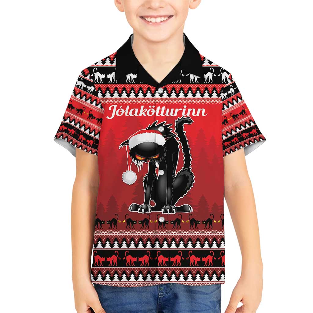 Jolakotturinn Iceland Family Matching Off Shoulder Maxi Dress and Hawaiian Shirt Yule Cat Merry Christmas LT9 - Wonder Print Shop