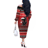 Jolakotturinn Iceland Off The Shoulder Long Sleeve Dress Yule Cat Merry Christmas - Wonder Print Shop