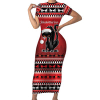 Jolakotturinn Iceland Short Sleeve Bodycon Dress Yule Cat Merry Christmas - Wonder Print Shop