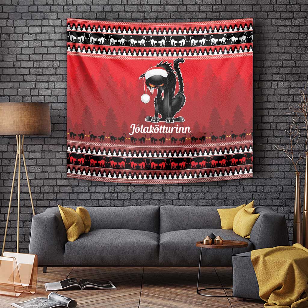 Jolakotturinn Iceland Tapestry Yule Cat Merry Christmas - Wonder Print Shop