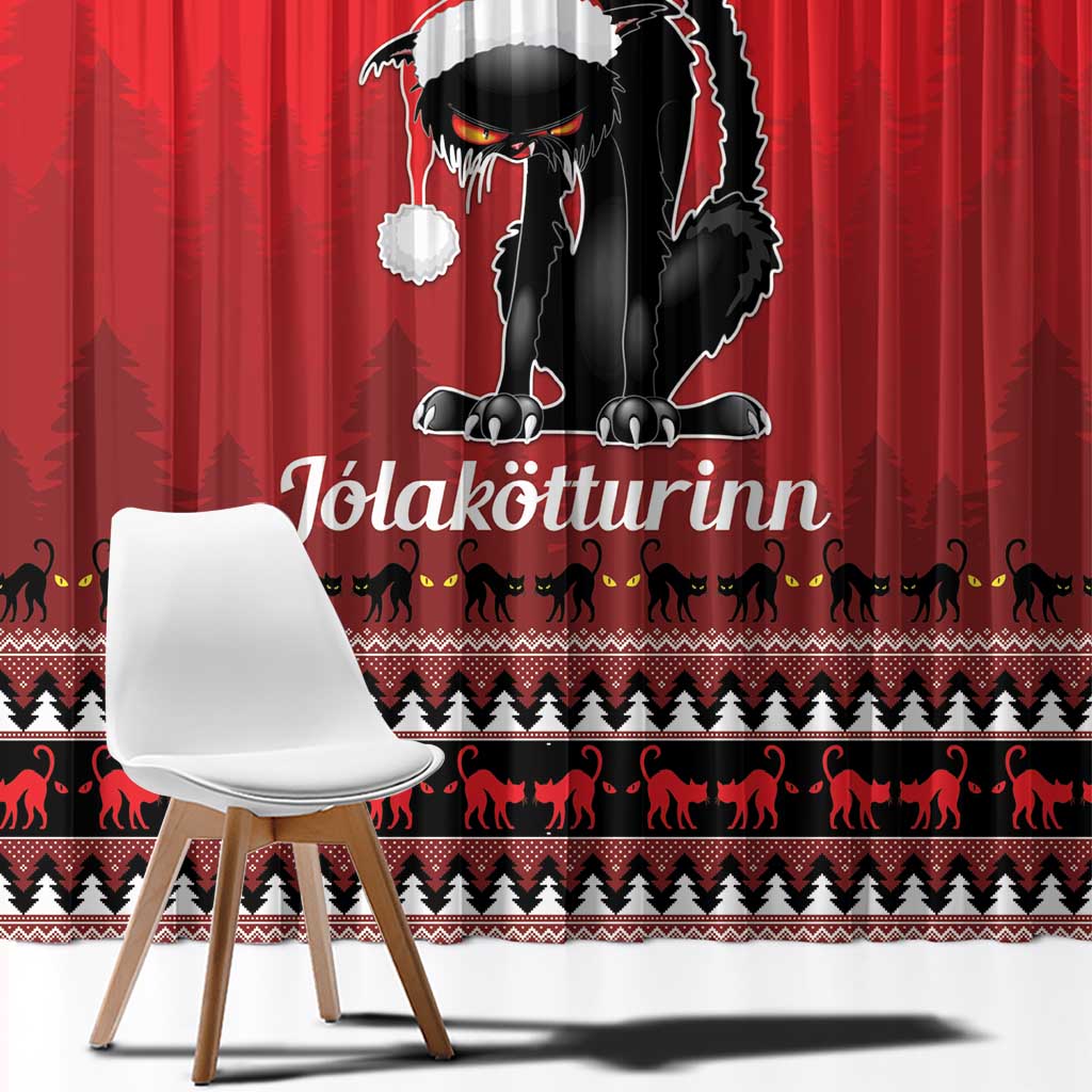 Jolakotturinn Iceland Window Curtain Yule Cat Merry Christmas - Wonder Print Shop