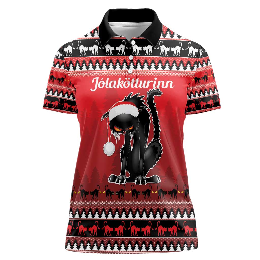 Jolakotturinn Iceland Women Polo Shirt Yule Cat Merry Christmas - Wonder Print Shop