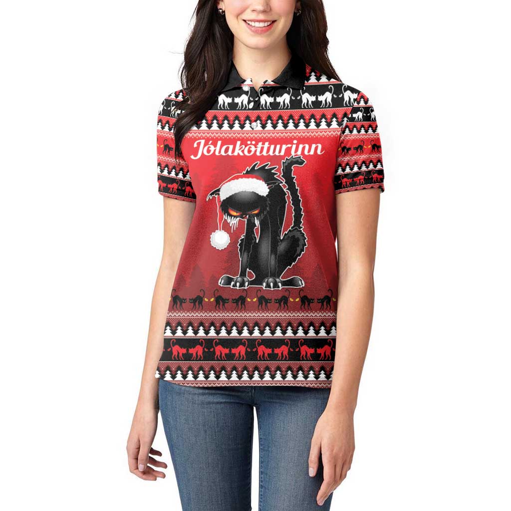 Jolakotturinn Iceland Women Polo Shirt Yule Cat Merry Christmas - Wonder Print Shop