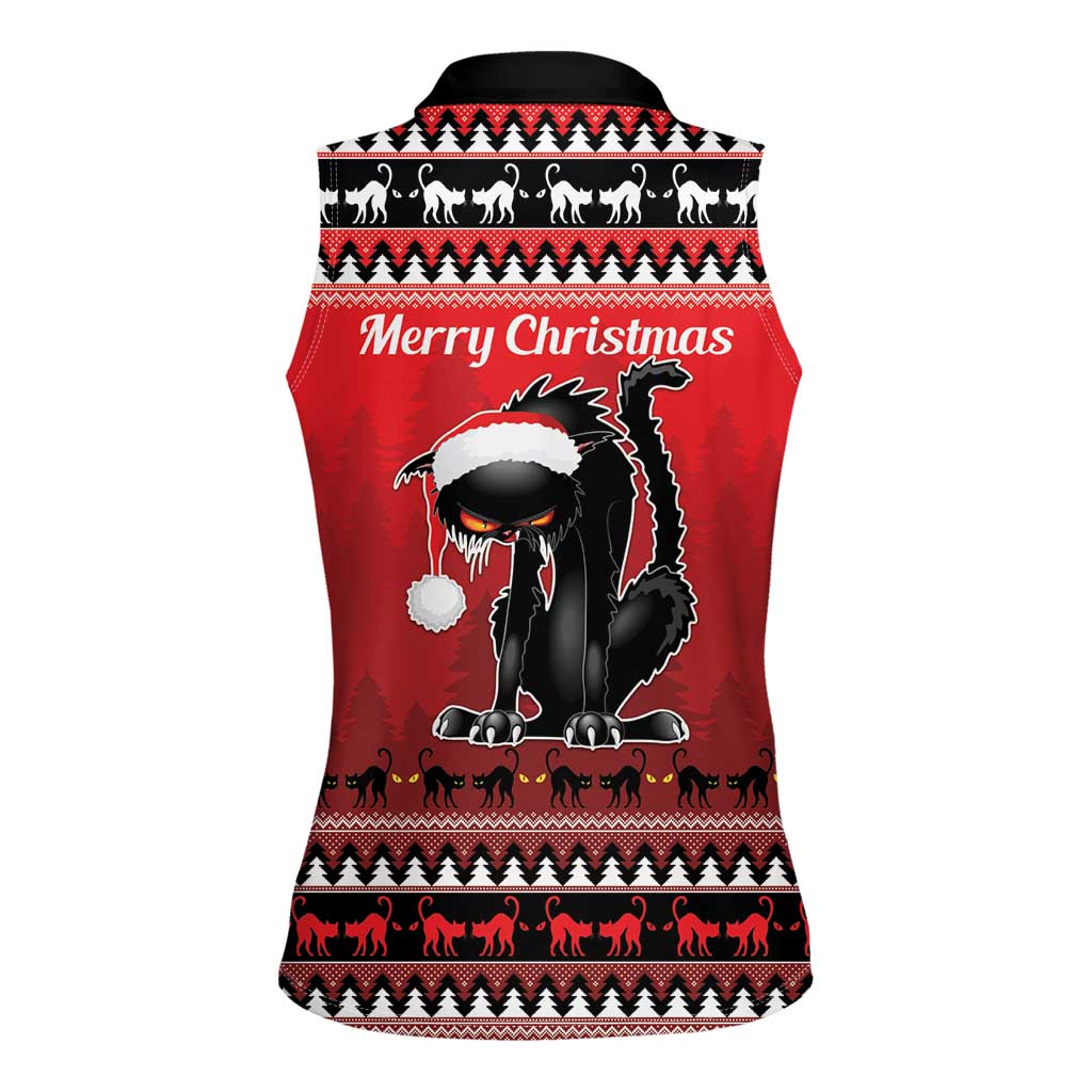 Jolakotturinn Iceland Women Sleeveless Polo Shirt Yule Cat Merry Christmas - Wonder Print Shop